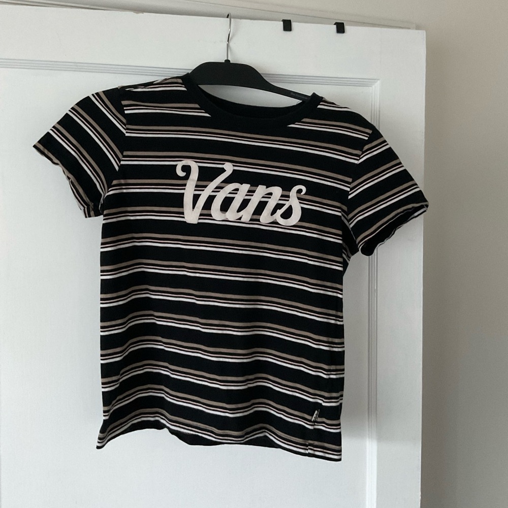 Vans Women’s S Black and White Striped Tee
